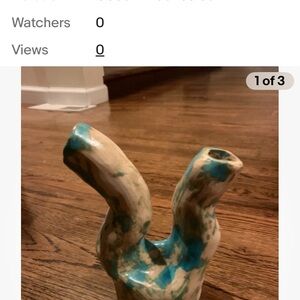 Unique Ceramic Vase with Blue and Cream Swirls